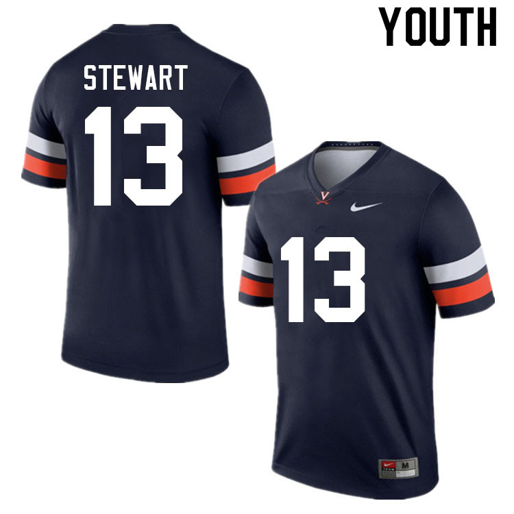 Youth #13 Hunter Stewart Virginia Cavaliers College Football Jerseys Sale-Navy - Click Image to Close